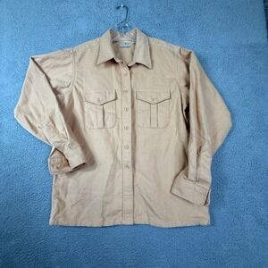 Vintage L.L. Bean Chamois Cloth Shirt‎ Mens Tan Cotton Button Front USA Made